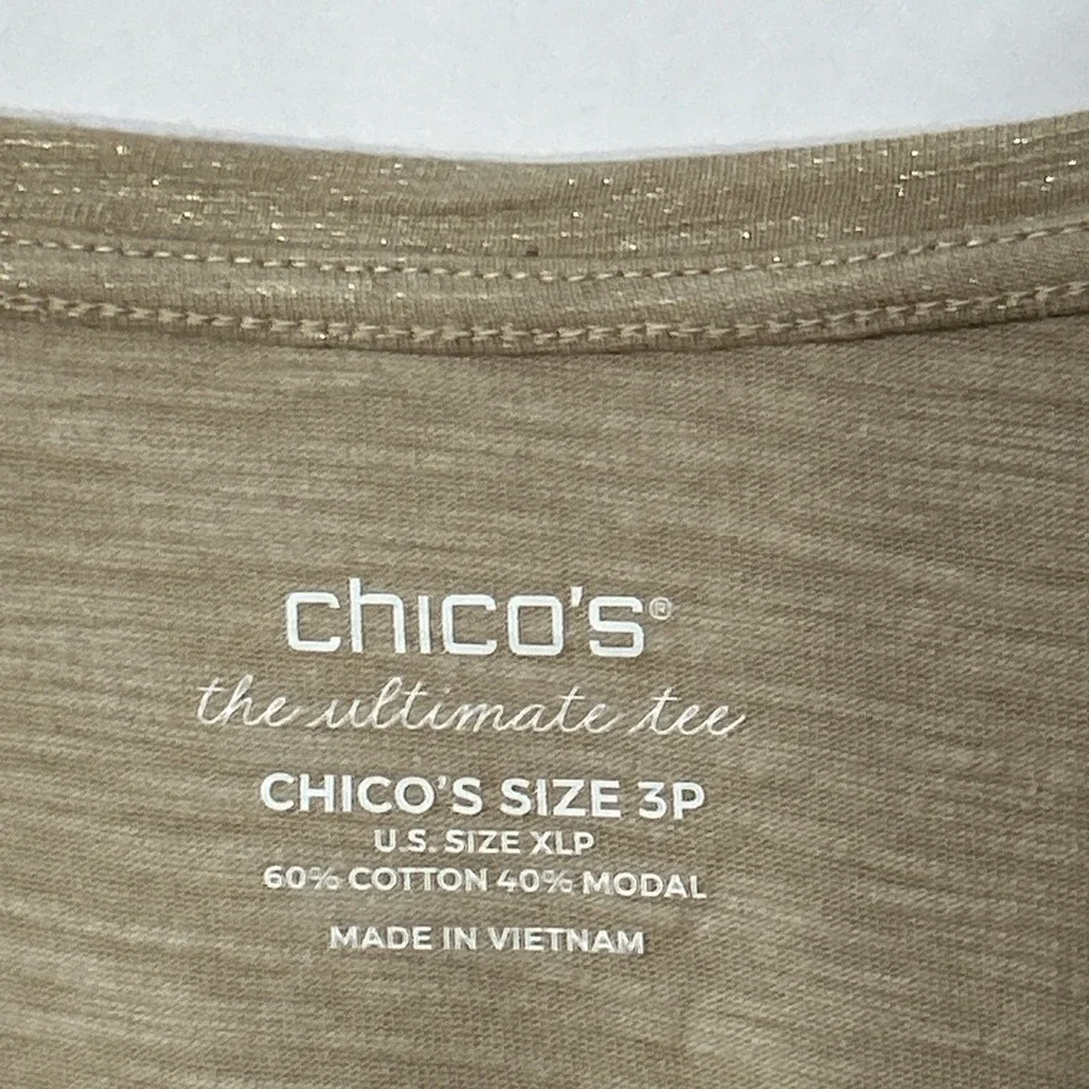 Chicos The Ultimate Tee Gold Shimmer Sz XL Petite XLP‎  (3P) EC